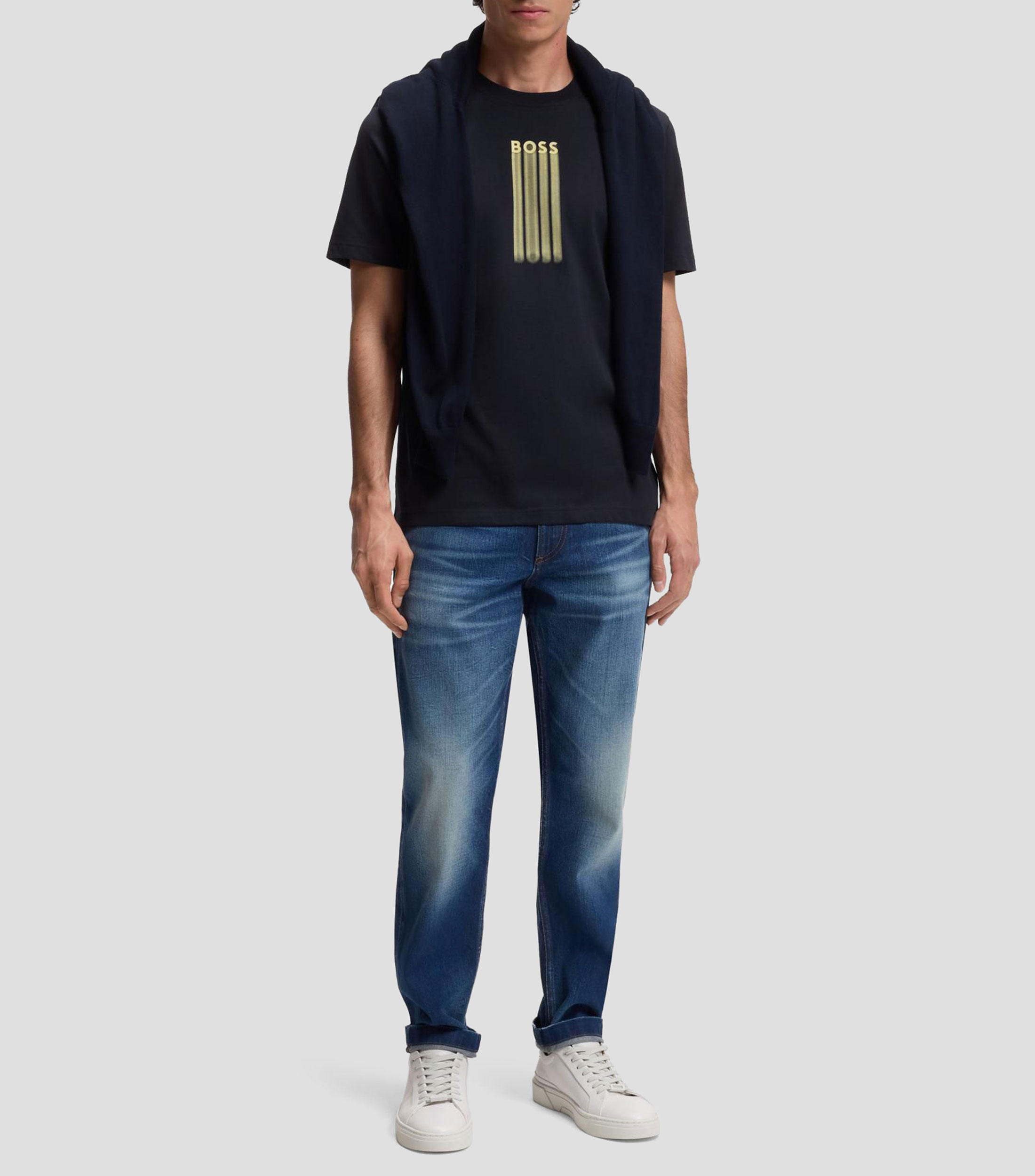 Playera de punto de algodón con logo de diseño Hombre